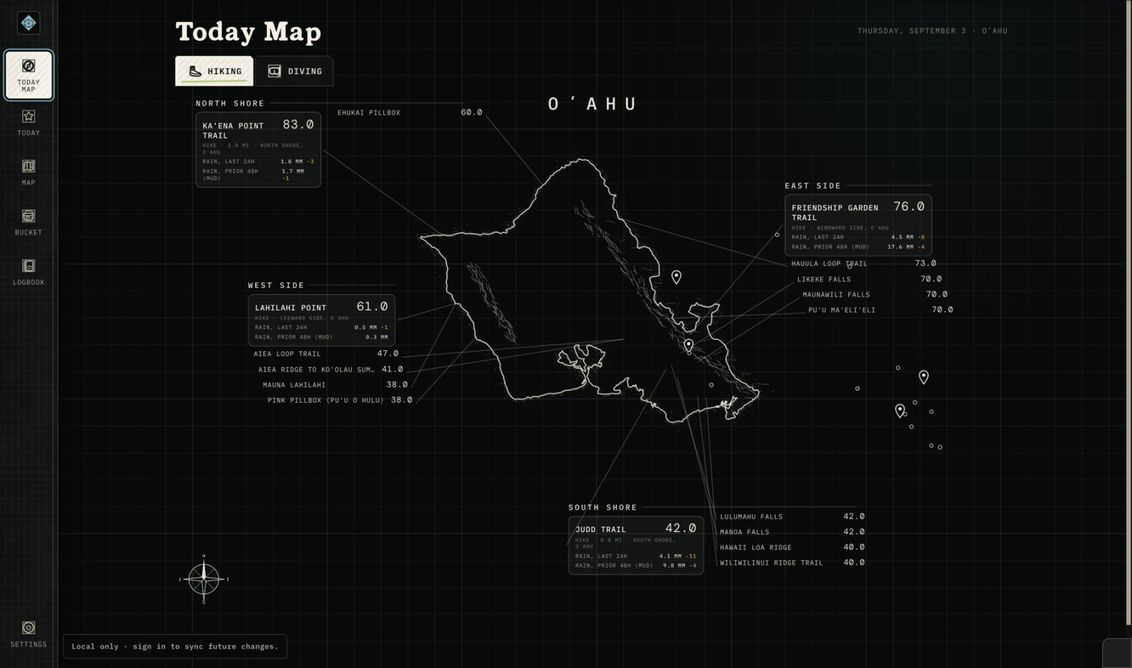 Today Map of Oʻahu